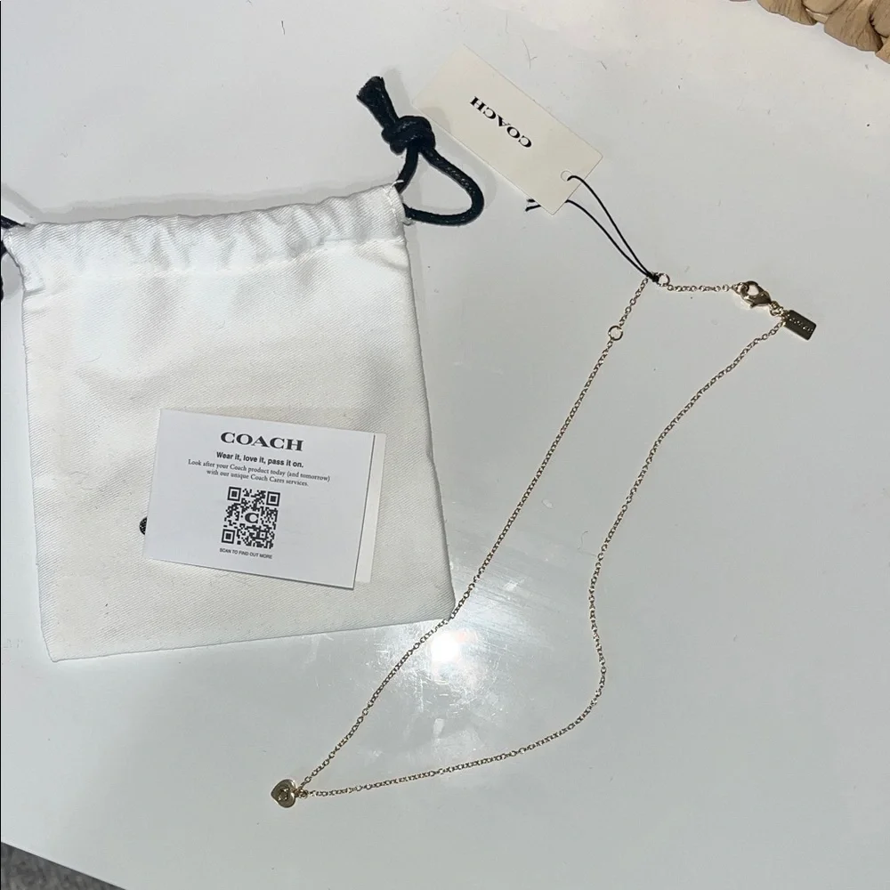 Coach Gold-Tone Necklace with Green Heart Charm - Picture 3 of 4